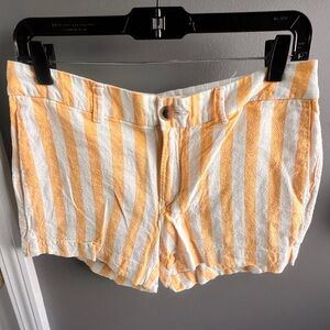 Linen Old Navy Yellow and White Striped Women's Shorts